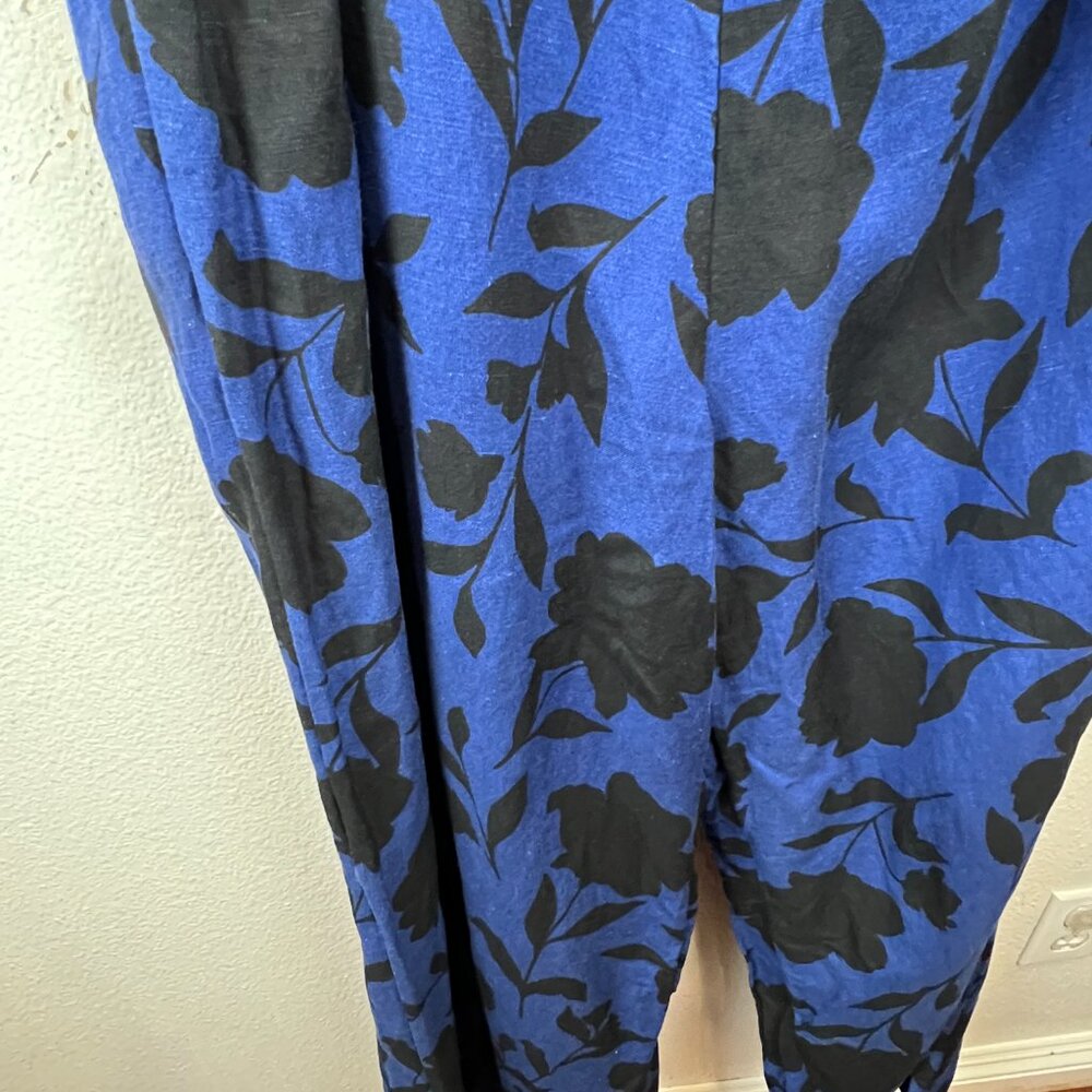 NWT Kate Spade New York Blue Black Floral Linen Blend Jumpsuit Size 22 - Picture 5 of 10